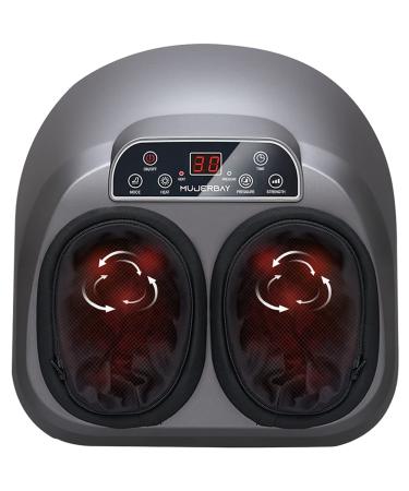 Foot Massager with Heat, MUJERBAY Shiatsu Foot Massager Machine, Full-Cover Air Compression Deep Kneading Foot Massager, for Plantar Fasciitis Feet Massager (Without Remote Control)