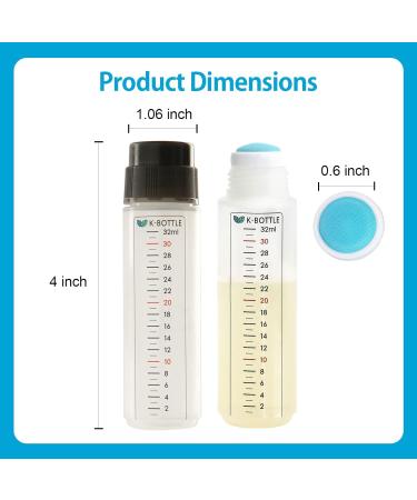 Pack of 6 K-BOTTLE 1oz Minoxidil Applicator Bottles with Sponge Head - Scalp Essence & Hair Loss Medicine/Cosmetic - Black & Translucent - Buy Online on GoSupps.com