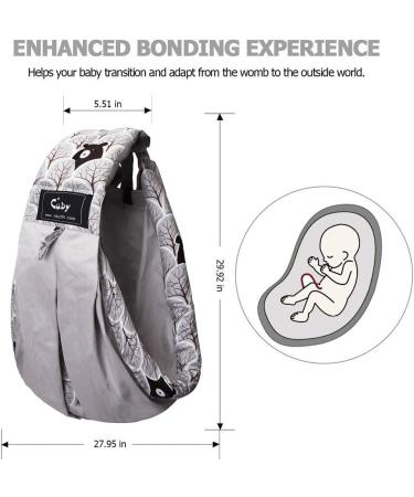 CUBY Natural Cotton Baby Carrier | Extra Comfortable Sling for Newborns & Toddlers - Grey Bear Design - Buy Online on GoSupps.com