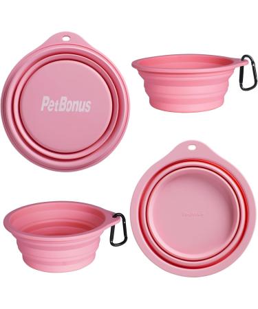 Buy Petbonus Foldable Dog Bowls - 2 Pack Silicone Water & Feed Bowls (Violet Pink) - Portable Leak-Proof Travel Bowl with Carabiners for Dogs - Buy Online on GoSupps.com