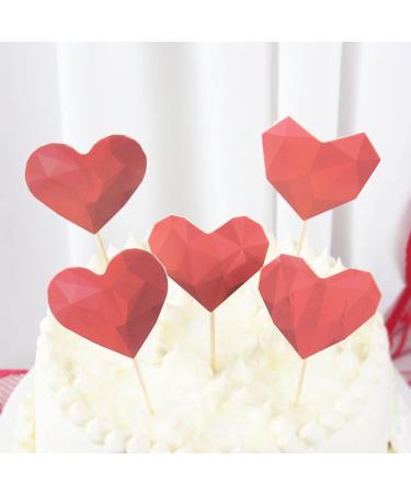 Personalised Cake Toppers Cake Decorations 12pcs Red Cake Toppers 3D Heart Cupcake Decorations for Valentine's Day Party Cake Decor Supplies Love Gifts - Buy Online on GoSupps.com