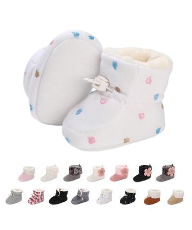 outfit spring Baby Winter Warm Fleece Bootie Newborn Non-Slip Soft Sole Winter Shoes Sock Shoes Cute Adjustable Crawling Shoes Prewalker Boots for Girls Boys Toddler 0-18 Months 12-18 Months B White