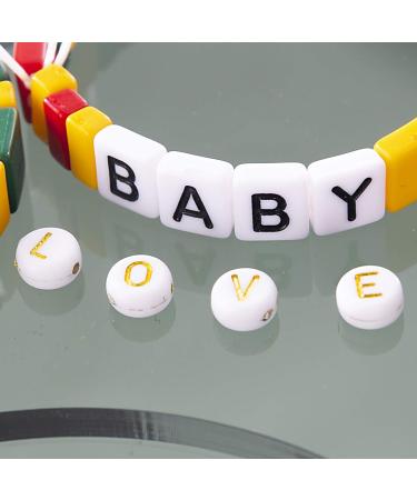 500 Pcs Acrylic Alphabet Letter Beads for Name Bracelets - Gold on White | Jewelry Making Supplies - Buy Online on GoSupps.com