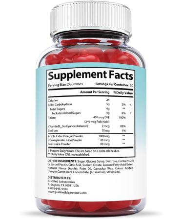 Justified Laboratories Optimal Keto ACV Gummies 1000MG Vegan Non GMO | Pomegranate Juice, Beet Root, B12 | 60 Gummys | 60 Count - Buy Online on GoSupps.com