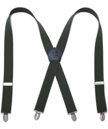 Kangdai Men's Hard-Wearing Braces with 4 Leather Clips & Wide Elastic Carriers Light Green Pants Accessories - Buy Online on GoSupps.com