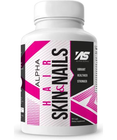 Alpha Supps Hair Skin and Nails Supplement for Women - Vibrant HSN Health and Strength with Biotin Collagen and Vitamins to Support Hair Growth Thickness and Skin Radiance - 90 Capsules - Buy Online on GoSupps.com