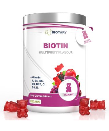Biotine 150 oursons g lifi s 5 000 g Approvisionnement pour 5 mois Vitamines A B5 B6 B9 B12 C D3 E zinc Saveur multifruits 100% v g talien Haute biodisponibilit
