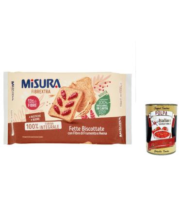 Italian Gourmet E.R. Misura Integrali Fibraextra Pack of 12 rusks with wheat and oat fiber 320 g + Italian Gourmet polpa 400 g