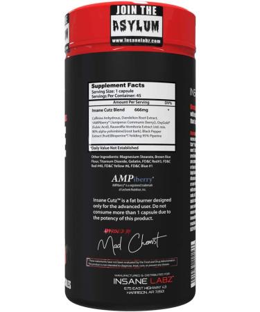 Insane Labz Insane Cutz Fat Burner with AMPiberry - 45 Capsules - Buy Online on GoSupps.com