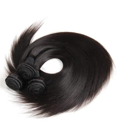 Brazilian Virgin Hair Weave Bundles - 10 12 14 Silky Straight 12A Grade Unprocessed Hair Extensions - Natural Black - 300g Total Weight - Buy Online on GoSupps.com