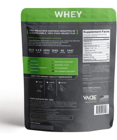 Vade Nutrition Dissolvable Protein Packs | Chocolate Milkshake Whey Isolate Protein Powder - On-The-Go, Low Carb, Low Calorie, Lactose Free, Gluten Free, Lean Formula - 30 Servings 1.7 Pound (Pack of 1) - Buy Online on GoSupps.com