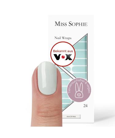 Miss Sophie nail film - Hint of Mint - single -colored green nail wraps - 24 ultra -thin self -adhesive long -lasting nail foils Hint 24