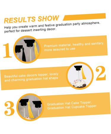 Artibetter 12pcs Graduation Season Card Student Gifts Fringe Trim Mini Top Hat Graduation Party Hat Topper Cupcake Toppers Diploma Cupcake Picks Graduation Party Caps Topper Finished Product Yellow 10X3.8X3.8CM - Buy Online on GoSupps.com