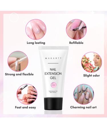 Makartt Poly Nail Gel-50ML Sheer Pink Gel Builder for Crystal Pink Color Nail Extension Strengthener Gel 3D DIY Hard Gel Manicure Nail Art Home-Azalea - Buy Online on GoSupps.com