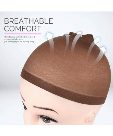 FANDAMEI 4-Piece Dark Brown Stretchy Nylon Wig Caps for Women - Buy Online on GoSupps.com