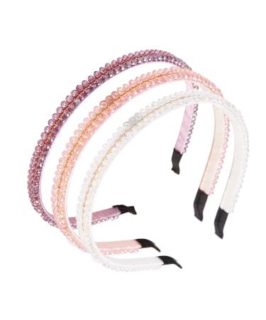 Mlysnd hair ripe girls 3 pieces of hair tires girl glitter slipproof hairy ripe women with rhinestones for women girls hair bands hair jewelry hair bracket (white purple pink)