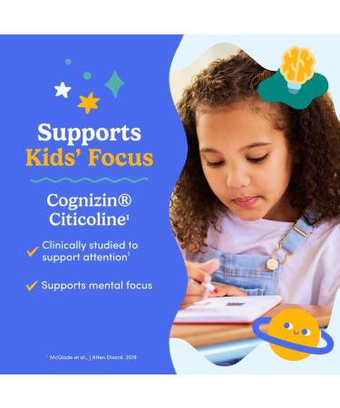 FIRST DAY Kids Focus & Brain Supplement Gummies Ages 4+ | Attention & Calm Support with Cognizin Citicoline & Phosphatidylserine | Organic, Vegan | 30-Day Supply - Buy Online on GoSupps.com