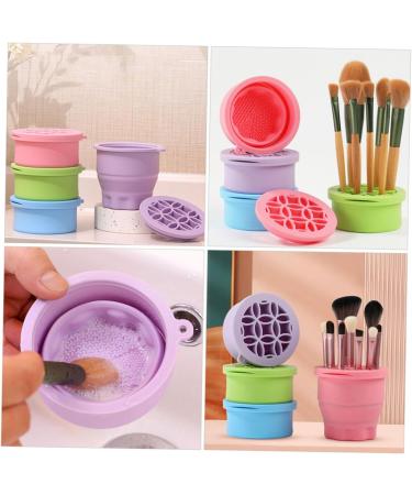 makeup brush washer makeup sponge cleaning bowl Silicone brush holder Makeup brush scrubber Brush cleaner make up brush washing tool purple Silica gel Washing machine fold 10x8.5cm Purple - Buy Online on GoSupps.com