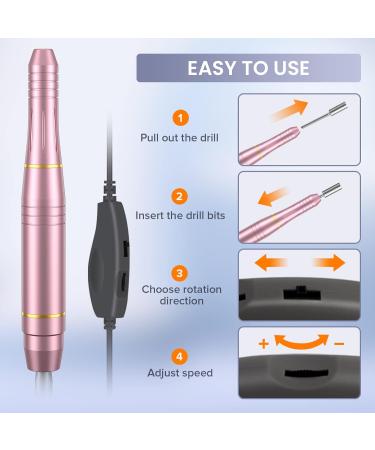 Nanssigy Electric Nail Drill - 20000 RPM Adjustable Speed E File Nail Drill with 11 Bits, USB Manicure Pedicure Set for Acrylic Nails and Gel - Beginner Friendly - Buy Online on GoSupps.com