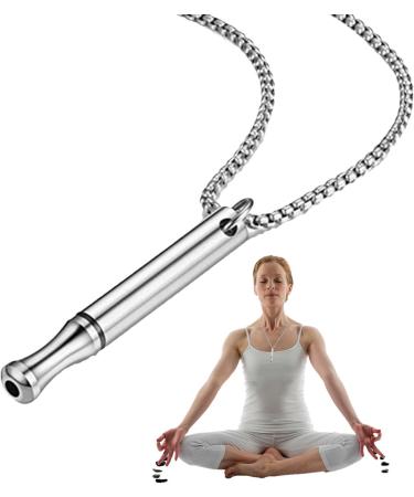 WOBBLO Conscious Breathing Anapana Meditation Device | Stress Relief Wearable for Men & Women - Silver - Buy Online on GoSupps.com