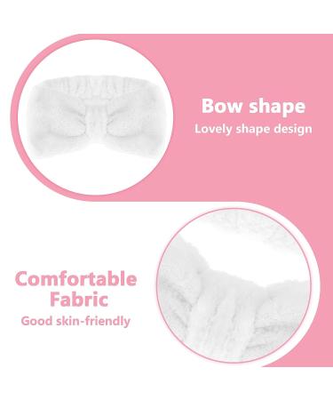 Spa Bowknot Headband for Women - Elastic Coral Fleece Makeup Hair Bands | Wide-Clamp Cosmetic Headband for Shower & Skincare (White) - Buy Online on GoSupps.com