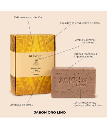 Aoklabs Gold Linen Soap 2 in 1 cleanses and exfoliates the skin mildly deeply and effectively and hydrates nourishes and protects cell renewal 100g - Buy Online on GoSupps.com