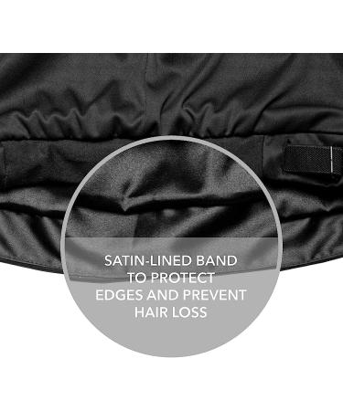 Hairbrella Satin Lined Sleep Cap for Women - Adjustable Silk Bonnet Black Classic - Buy Online on GoSupps.com