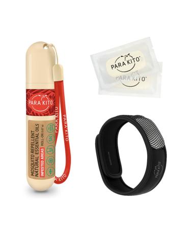PARA'KITO Mosquito Repellent Bundle - 1 Roll-on Gel | 1 Black Bracelet Roll on + Black Band