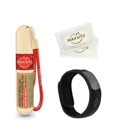 PARA'KITO Mosquito Repellent Bundle - 1 Roll-on Gel | 1 Black Bracelet Roll on + Black Band - Buy Online on GoSupps.com