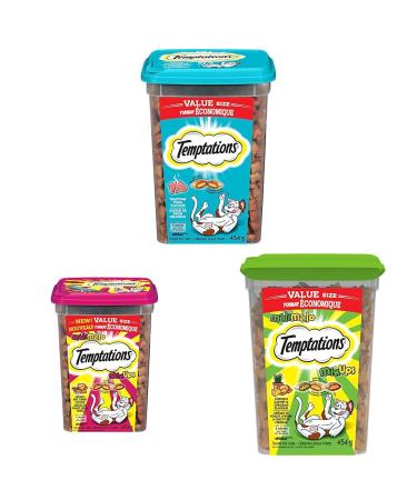 TEMPTATIONS Cat Treats Tempting Tuna Flavour 454g & Temptations Mix-Ups Cat Treats & Temptations Mix-Ups Cat Treats Catnip Cat Treats+ Mix-Ups Cat Treats+ Catnip Tuna 454 g (Pack of 1)