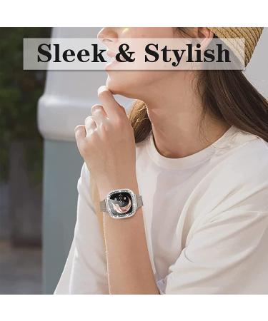 Joyozy Slim Metal Bands for Fitbit Versa 3&Sense - Stainless Steel Wristbands with Bling Case (Champagne Gold) - Buy Online on GoSupps.com
