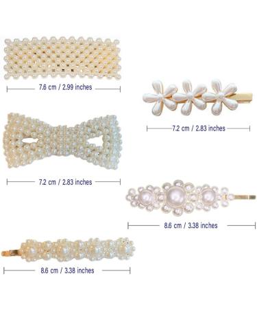 5 Pcs Pearl Hair Clips Handmade Fashion Pearl Hair Accessories Party Wedding Daily Hair Clips Gifts for Women Girls - Buy Online on GoSupps.com