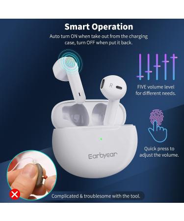 Earbyear Rechargeable Hearing Aid for Seniors & Adults | Noise Cancelling Amplifier with Charging Case - White - Buy Online on GoSupps.com