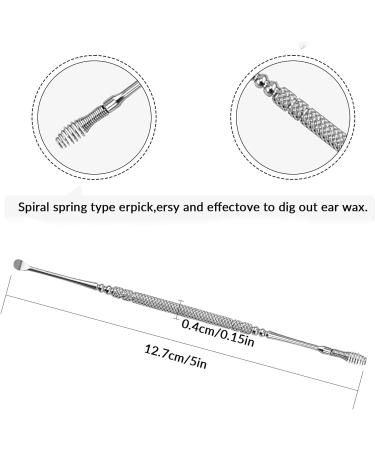 Spiral Ear Wax Pick Spoon Set with Storage Box and Cleaning Brush - Stainless Steel Ear Wax Removal Tool Kit for Adults (2PCS) - Silver - Buy Online on GoSupps.com