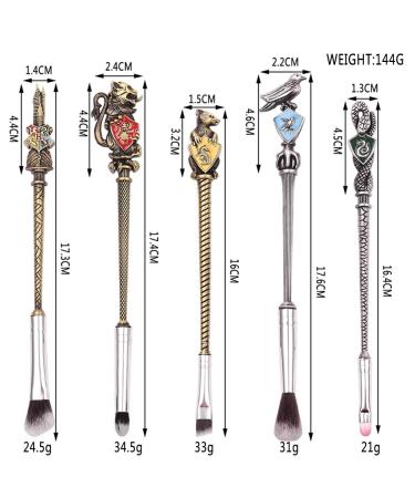 Potter Makeup Brush Set for Women - 5pcs Metal Magic Eye Shadow, Eyeliner, Lip Brush Beauty Tools with Gift Bag (Bronze01) - Buy Online on GoSupps.com