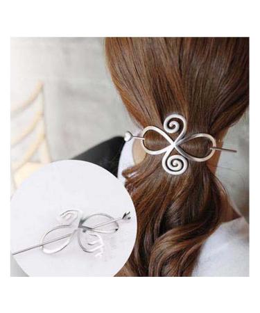 Inilbran Boho Viking Celtic Knot Hair Stick Hairpin Vintage Infinity Hair Slide Hair Clip Silver Hair Sticks Metal Long Bun Holder Clip Alloy Hair Accessories for Women and Girls Headdress