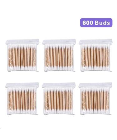 Biodegradable Cotton Swabs - 600 Pack Bamboo with Wooden Handles | Eco-Friendly Makeup Ear Cleaning & Wound Care Tools - Buy Online on GoSupps.com