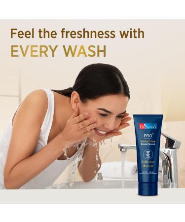 Dr Batra's PRO+ Insta Glow Facial Scrub - Unclogs Pores Brightens Skin Tone & Even Complexion | Echinacea Safflower & Walnut - 100g - Buy Online on GoSupps.com