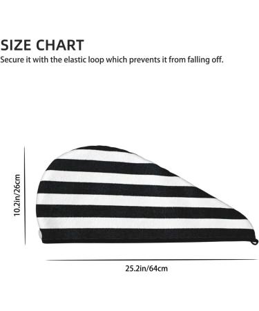 Black & White Stripes Microfiber Hair Towel | Super Absorbent Coral Velvet Wrap for Women | Quick Dry Cap for Long Curly & Thick Hair - Buy Online on GoSupps.com
