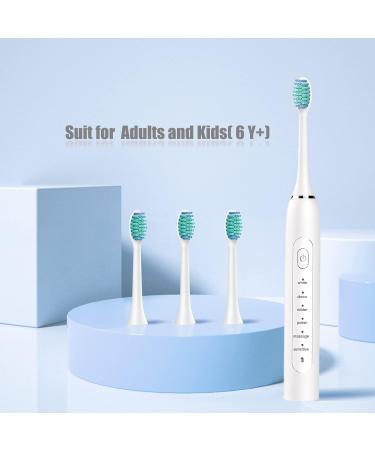 Sonic Electric Toothbrush for Kids and Sensitive Teeth Adults - 6 Modes, 4 Brush Heads, Smart Timer, Fast Charge - Rechargeable - Buy Online on GoSupps.com