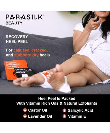 Parasilk Exfoliating Recovery Foot Heel Peel 2 Pairs - 2 Sets of Exfoliation Gel Heel Pads and 2 Sets of Heel Sock Covers. Targeted Repair for Rough Dry Skin Cracked Heels and Feet - Buy Online on GoSupps.com