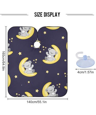 Waterproof Barber Cape - Cute Teddy Bear on Moon & Cheetah Haircut Bib for Men & Women | Unisex Hair Cutting Cape - Buy Online on GoSupps.com