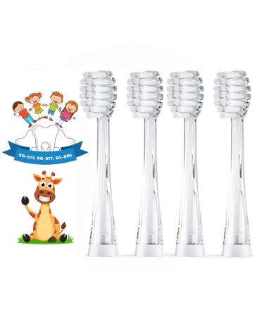 4 Pack Baby Kids Toothbrush Heads Electric Toothbrush Replacement Heads Compatible with DT-BB1 DT-977 DT-K6 Compatible with WildOnes Seago SG-513 SG-977 3-12 Year Baby Kids Electric Toothbrush A- White / Age: 6 Mo...