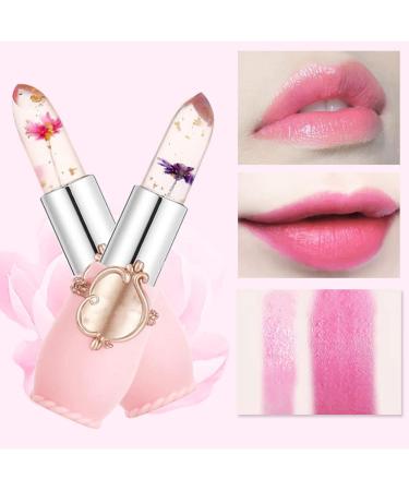 Crystal Jelly Flower Color Changing Lipstick Set - 2/6PCS | PH Lipstick Color Changing Gloss | Flower Lipstick Jelly Transparent Magic | Temperature Change (#3Red) - Buy Online on GoSupps.com