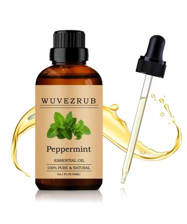 Wuvezrub Peppermint Essential Oil 30ML - 100% Pure and Natural Oils for Aromatherapy Diffuser - 1 Fl Oz/Peppermint