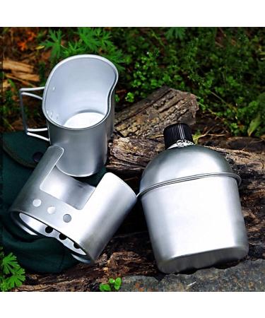 Portable Military Canteen Cup Stove Pouch Set for Camping & Hiking - 4Pcs/Set - Buy Online on GoSupps.com