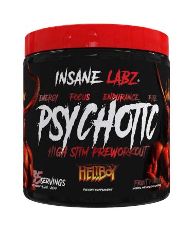 Insane Labz Hellboy Edition, High Stimulant Pre Workout Powder and NO Booster with Beta Alanine, L Citrulline, and Caffeine, Boosts Focus, Energy, Endurance, Nitric Oxide Levels, 35 Srvgs Fruit Punch