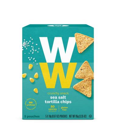 WW Sea Salt Tortilla Chips- Gluten Free- 2 SmartPoints- 1 Box (5 Count) Weight Watchers