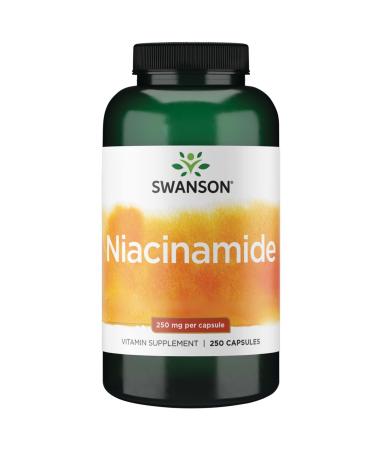 Swanson Niacinamide 250mg Vitamin B3 no flush 250 capsules high dose laboratory tested soy free gluten free non-GMO