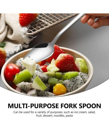 Luxshiny Food 4 Pcs Stainless Steel Salad Spoon Stainless Steel Scoop Dinner Spoon Fork Spoon Fruit Cutlery Fork - Buy Online on GoSupps.com